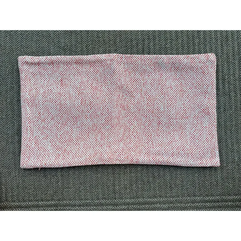 12x21” Woven pillow cover red white handmade hidden zipper tweed home decor NEW